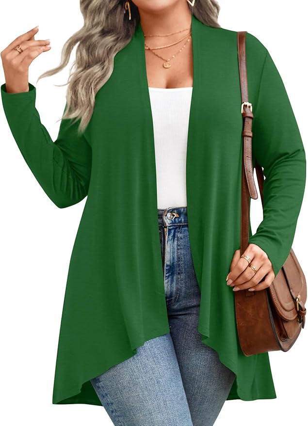 Prim Proper's Plus Size Cardigan 2025 Spring Lightweight Jacket Summer Long Sleeve Kimono 1X-5X 3830
