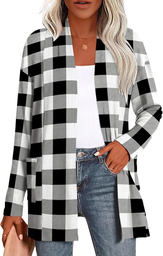 Prim Proper's Lightweight Cardigan Sweaters with Pockets Long Sleeve Plus Size Jackets M-4XL 3207