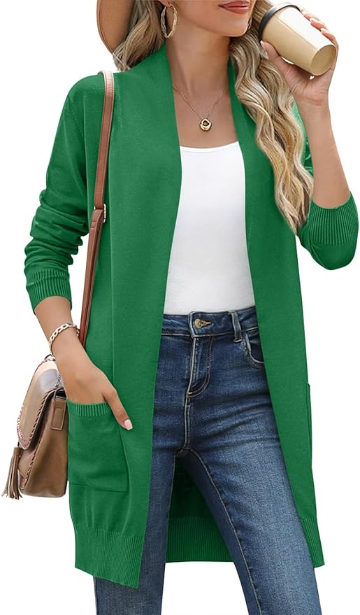 Prim Proper's Lightweight Cardigan Sweaters Knit Kimono Oversized Soft Jackets with Pockets S-3X 3391