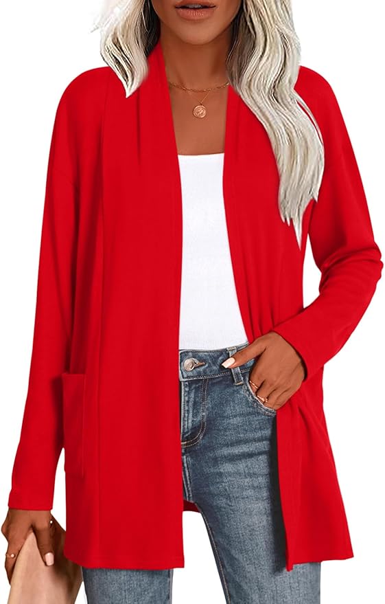 Prim Proper's Lightweight Cardigan Sweaters with Pockets Long Sleeve Plus Size Jackets M-4XL 2785