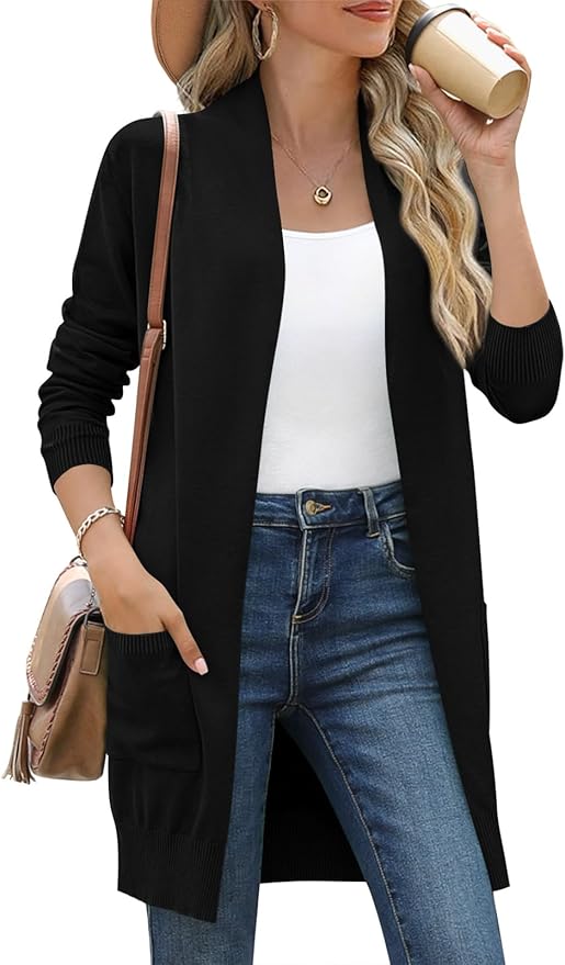 Prim Proper's Lightweight Cardigan Sweaters Knit Kimono Oversized Soft Jackets with Pockets S-3X 9080