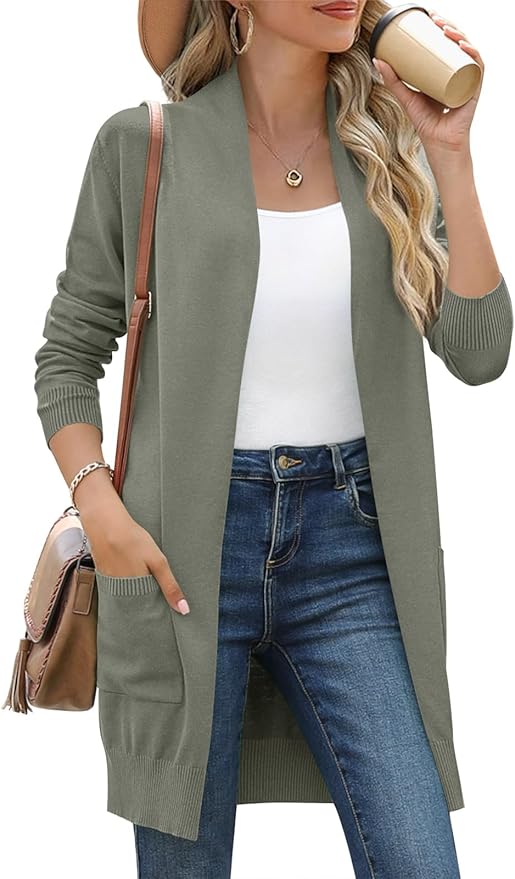 Prim Proper's Lightweight Cardigan Sweaters Knit Kimono Oversized Soft Jackets with Pockets S-3X 8182