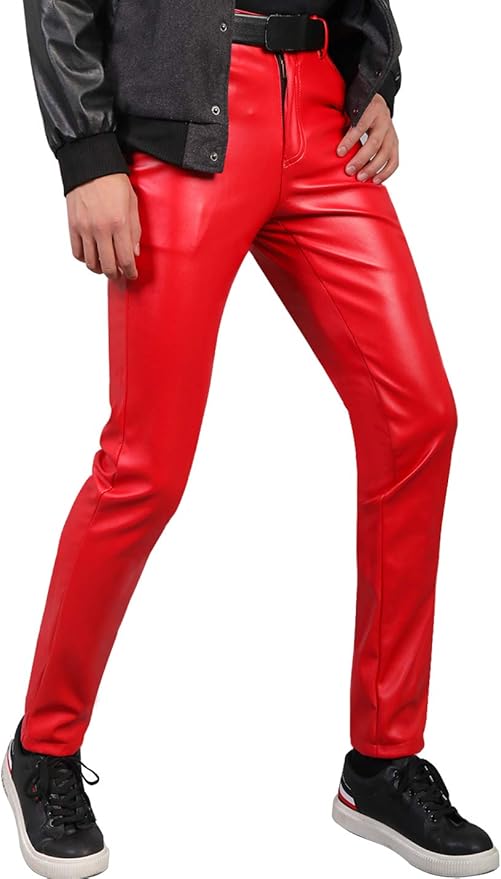 Prim Propers Business Casual High Waist Straight Leg PU Faux Leather Biker Pants