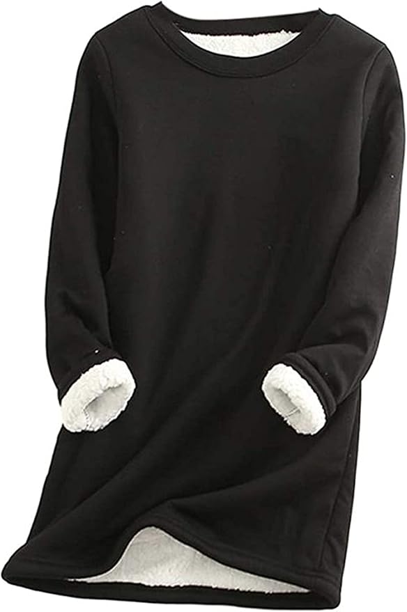 Prim Proper Warm Sherpa Lined Fleece Crewneck Sport Sweatshirt Pullover Loungewear