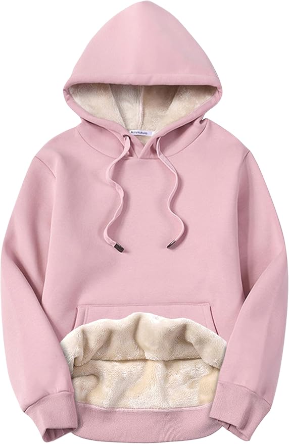 Prim Proper's Athletic Hoodies Sherpa Fleece Lined Workout Pullover Winter Warm Thicken Sweatshirt